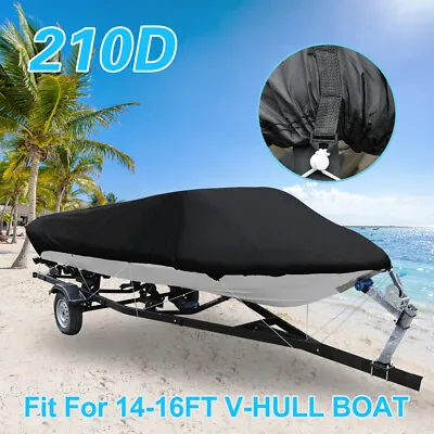 £63.99 • Buy 14-16FT 210D Trailerable Boat Cover Waterproof Fishing Ski Bass Speedboat