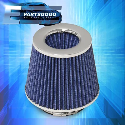 Universal Replacement Washable Dry Cone 4  Air Filter Aluminum Mesh Blue Silver • $15.99