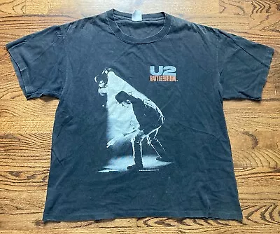 Vintage U2 Rattle And Hum 1988 Concert Shirt Sz Large Faded Black Single Stitch • $38.49