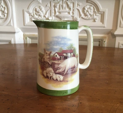 Antique Jug. Good Bright Condition. Victorian/ Edwardian Farmyard Pigs • £9.99