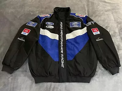 Adults F1 Team Racing Ford Jacket Top Embroidery Cotton Padded Blue • £45