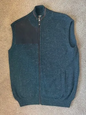 Madison Creek Outfitters Sweater Vest Men’s Large 100% Alpaca Full Zip Leather • $59.99