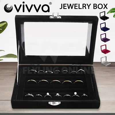 Vivva Velvet Ring Earring Jewelry Display Organizer Box Tray Holder Storage Case • $11.99