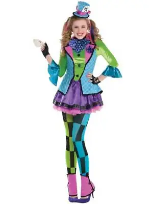 Teens Kids Sassy Mad Hatter Costume Girls Alice Book Week Day Fancy Dress Outfit • £27.99