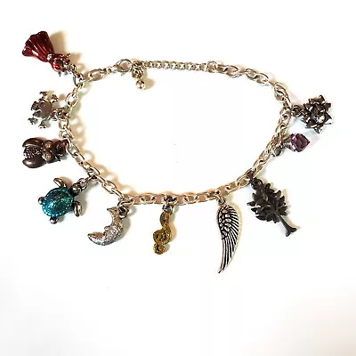 Charm Bracelet Animals Nature Music Adjustable Glass Accents Repurpose Wear • $6.50