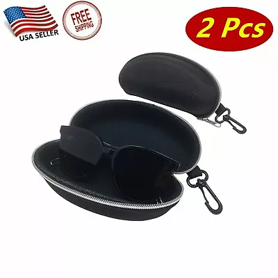 2 Pcs Of Zipper Shell Eyeglasses And Sunglasses Case With Plastic Carabiner Hook • $8.99