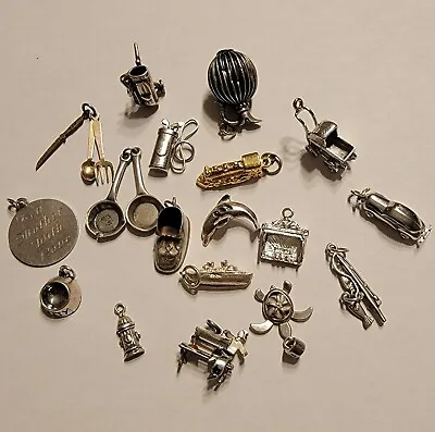 Choice Mid-Century Vintage Contemporary 3-D Sterling Silver Charms Articulated  • $24.99