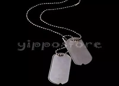 U.S. Military Spec Army WWII Blank Dog Tags Set W/ Stainless Steel Chains • $4.99