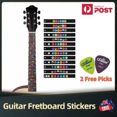 $5.95 • Buy Universal Guitar Fretboard Notes Fingerboard Labels Stickers Scale For 6 String
