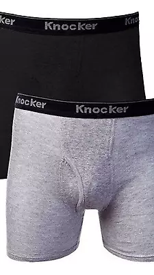 2 4 6 12 Lot Men Knocker 100% Cotton Boxer Briefs Black Gray Underwear S-3XL • $22.89