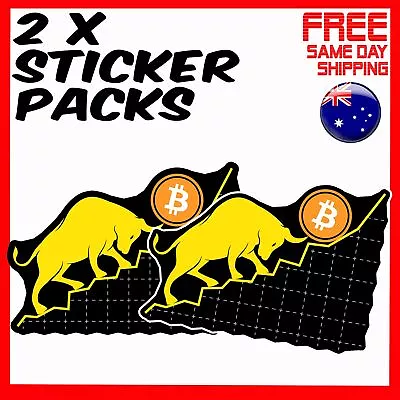 2 X Stickers - Bitcoin Trader Crypto Asset Trader Bull Trend Art Car Sticker • $6.94