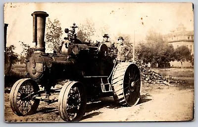 Fargo: Agricultural College ND~CLOSEUP! Oscar's Engineer~Case Steam Tractor~RPPC • $135