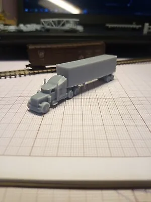$17 • Buy Z Scale Train Miniature Truck Peterbilt Sleeper And Trailer
