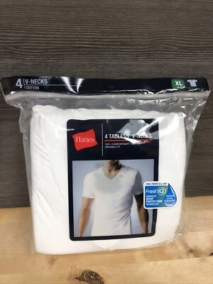 $18.95 • Buy 4 Pack Hanes Tagless V-Neck Cotton Shirts Size XL Brand New