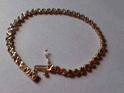 $350 • Buy  14K Gold Stuller/Zales Diamond Cut Square Link Tennis Bracelet 7.25  