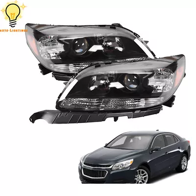 For 2013-2015 Chevy Malibu Left&Right Black Projector Headlights Headlamps • $132.59