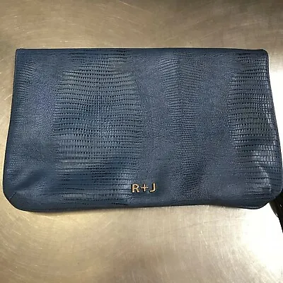 R & J Romeo & Juliet Handbag Clutch Fold Over Blue Zip Top Large • $24