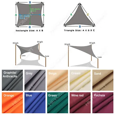 Sun Sail Shade Awings Canopy Garden Sun Summer Cover Patio Screen With Rope • £9.99