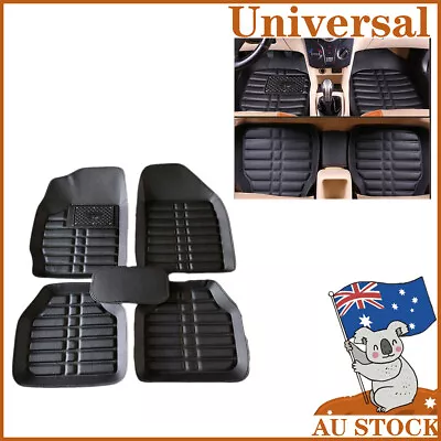 $36.48 • Buy 5x Black PU Leather Car Floor Mat Front+Rear Liner Foot Pad Full Set Waterproof