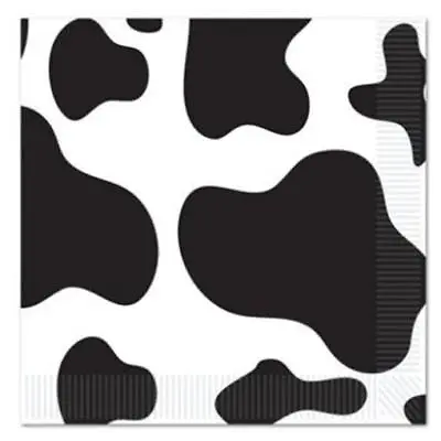 Farm Party Cow Print Beverage Paper Napkins 16 Pack Tableware Cow Party Supplies • £3.65