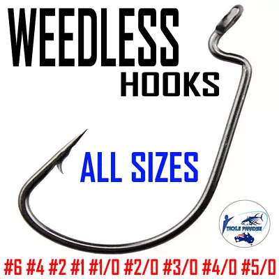 $4.95 • Buy 20x Weedless Worm Hooks Fishing Hook #1 1/0 3/0 5/0 For Zman Gulp Soft Plastics 