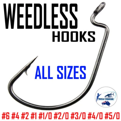 20x Weedless Worm Hooks Fishing Hook #1 1/0 3/0 5/0 For Zman Gulp Soft Plastics  • $5.95