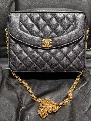 $6000 • Buy CHANEL RARE Vintage Bijoux Chain Black Caviar Camera Bag 24K GHW