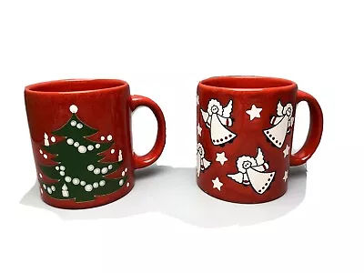 Set Vintage Waechtersbach Christmas Holiday Mug Christmas Tree & White Angels • $19