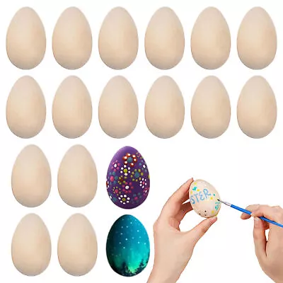 20pcs Wooden Eggs Unfinished Crafts Painting Graffiti Props Easter Decoration • $39.12