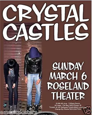 £16.81 • Buy Crystal Castles 2011 Portland Concert Tour Poster