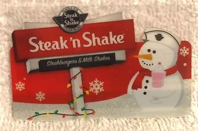 Steak N Shake Snowman Holiday Winter Sparkling Snowy Christmas 2014 Gift Card • $2.49