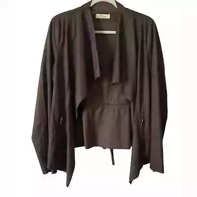 Elan Brown Long Sleeve Asymmetrical Cardigan Women's Size Large • $19.90