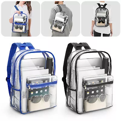 Clear Backpack Heavy Duty PVC Transparent Shoulder Handbag Waterproof School Bag • $13.98
