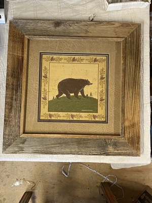 $29.99 • Buy Warren Kimble Folk Art Bear Matted Framed Print  Reclaimed Wooden Frame 2 Of 3