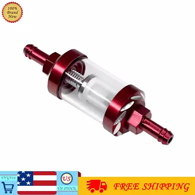 Red Universal 8mm 5/16  Inline Reusable Motorcycle Fuel Filter Gas Washable • $7.59