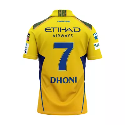 IPL Chennai Super Kings Jersey Shirt T20 Cricket India CSK TATA IPL DHONI 7 NO • £14.99