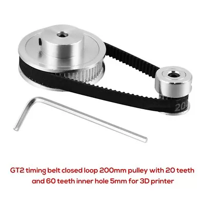 GT2 Timing Belt Closed Loop 200mm Pulley 20 Teeth And 60 Teeth Inner Hole 5mm • $9.46