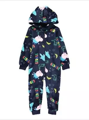 £10.99 • Buy Peppa Pig Boys  Blue Fleece George Pig Onesie Pyjamas Nightwear Age 5 Yrs BNWT
