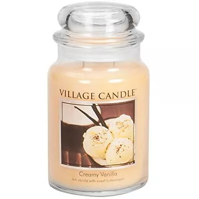 Village Candle Creamy Vanilla Large Glass Apothecary Jar Scented Candle 21.25 O • $29.98