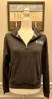 PINK Victoria’s Secret Gray Blue Quarter Zip Pullover Sweater Size XS • $17