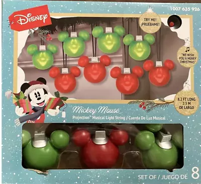 Disney Christmas Mickey Mouse LED Green Red Musical String Lights Projection NEW • $29.99