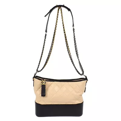 Chanel Beige Black Calfskin Gabrielle Shoulder Bag 171596 • £1968.87