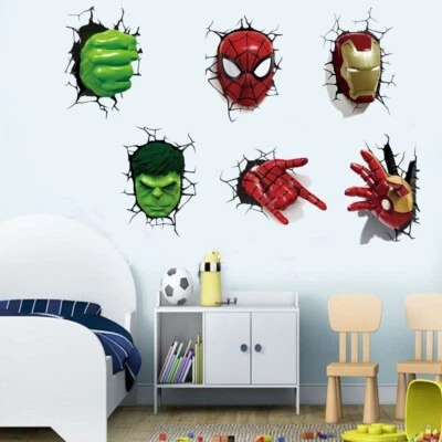 £9.99 • Buy Superhero 3D Crack Kids Bedroom Vinyl Decal Wall Art Sticker Marvel Avengers Uk