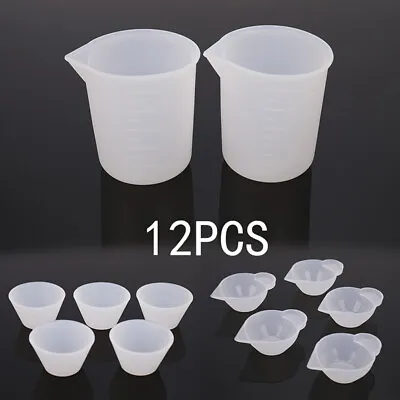 12Pcs Silicone Mixing Measuring Cups UV Resin Mold DIY Casting Jewelry Tool _ji • $6.60