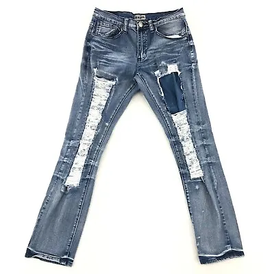 CJ Black Jeans Men's 28x30 Slim Blue Distressed Grunge Rock Punk Skater Stretch • $10