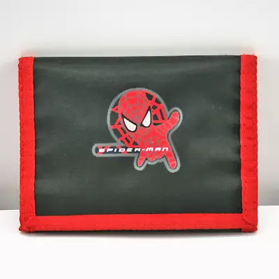 Marvel Spider-Man 2002 Tri Fold Wallet Black Red Coin Zipper • $12.99