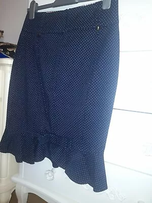 River Island Vintage Style Polka Dot Navy Blue Bow Back Fishtail Skirt • $18.67