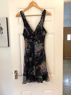 Kate Moss Topshop Dress Navy  Blue Floral Size 10 • £20