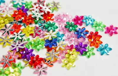 55 X 10mm Rhinestones Flower Flat Back Acrylic Gems W/ Holes Sewing Beads • £2.75