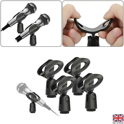 4x Flexible Microphone Clip Holder Mount Mic Stand Clamp Accessory Plastic Black • £4.96